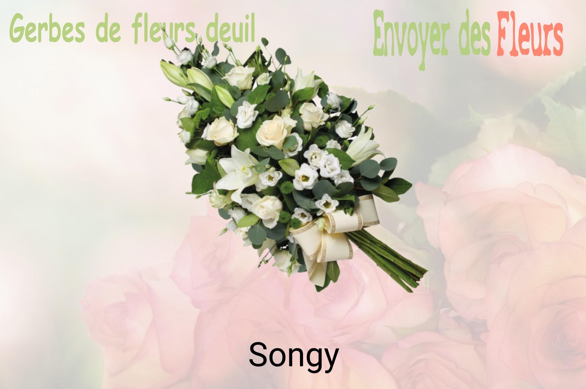Gerbe de fleurs de deuil livrée à Songy